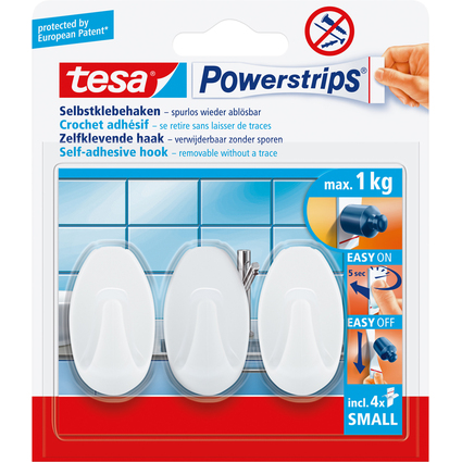 tesa Powerstrips Crochet adhsif SMALL, ovale, blanc