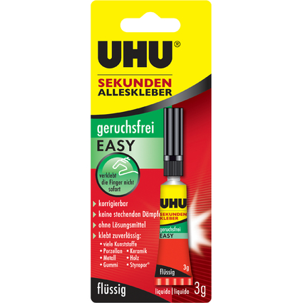 UHU Colle instantane EASY FLUID, sans solvant, tube de 3 g