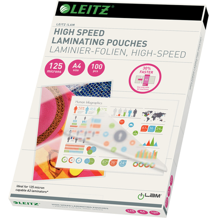 LEITZ Pochette de plastification Speed, A4, brillant, 250