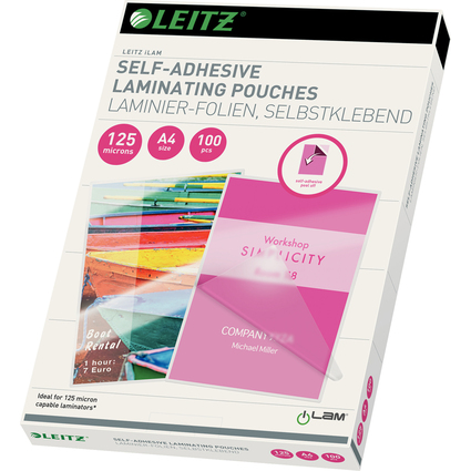 LEITZ Pochette de plastification, A4, autocollant, brillant