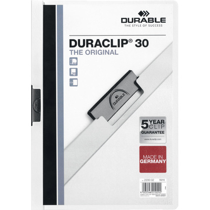 DURABLE Chemise  clip DURACLIP ORIGINAL 30, A4, blanc