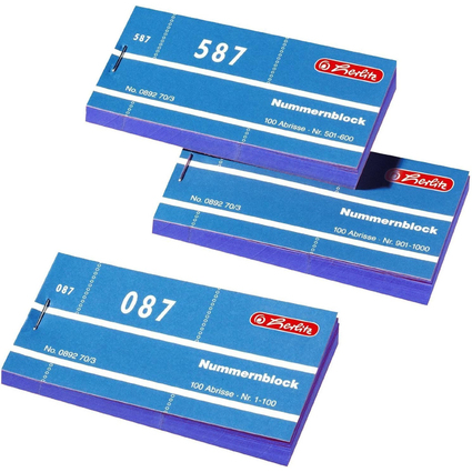 herlitz Bloc de tickets numrots, numros 1-1000, 100