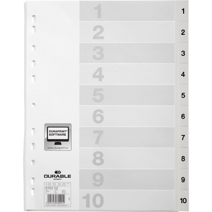 DURABLE Intercalaires en plastique, numrique, A4,10 touches