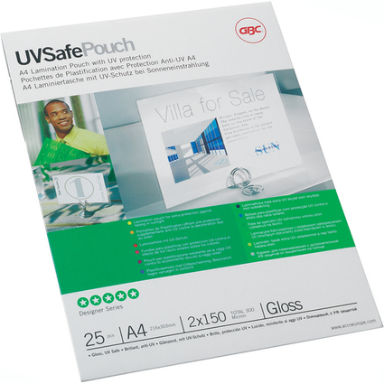 GBC Pochette de plastification UVSafePouch, A4, 300 microns