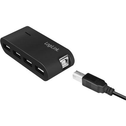 LogiLink Hub USB 2.0 avec bloc d'alimentation, 4 ports, noir