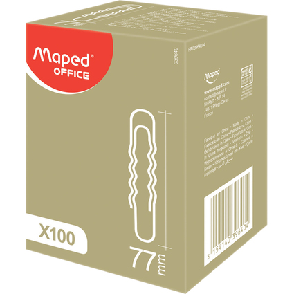 Maped Trombone, en acier nickel, 77 mm, ondul