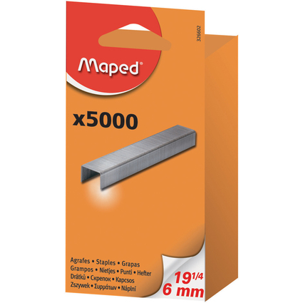 Maped Agrafes 19 1/4, 6 mm, zinguées, grand paquet