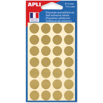 APLI Pastille de signalisation, diamtre: 15 mm, or