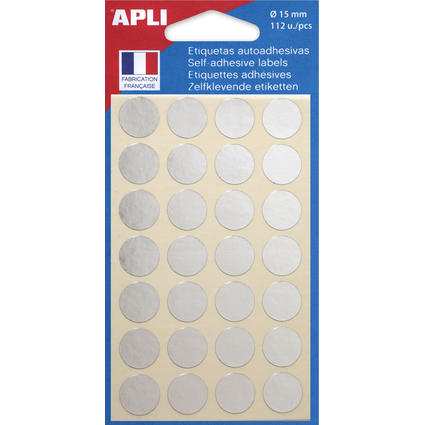 APLI Pastille de signalisation, diamtre: 15 mm, argent