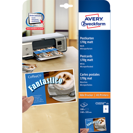 AVERY Zweckform Cartes postales 170 g/m2, (L)148 x (H)105 mm