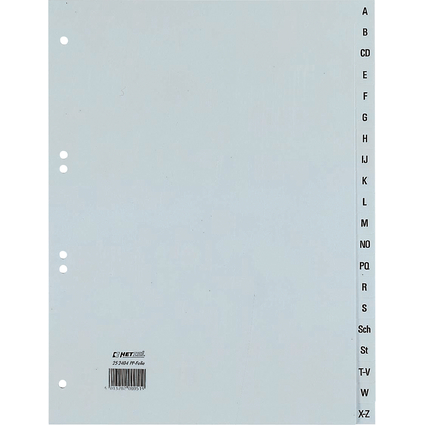 HETZEL Intercalaires en plastiques, A-Z, A4, PP, 20 touches