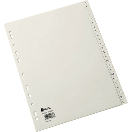 HETZEL Intercalaires en plastique, A-Z, A4, PP, gris, 20