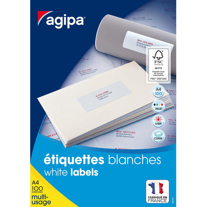 agipa Etiquette universelle, 199,6 x 143,5 mm, blanc
