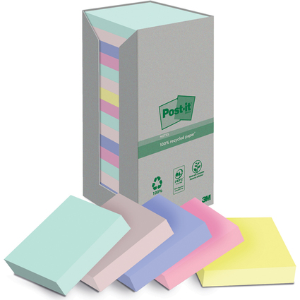 Post-it Bloc-note adhsif Recycling, 76 x 76 mm, 5 couleurs