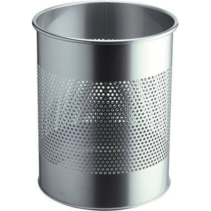 DURABLE Corbeille METAL, ronde, 15 litres, argent mtallis