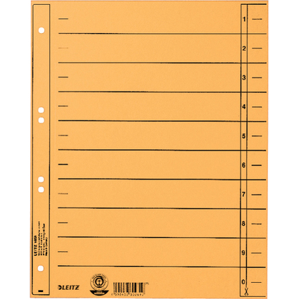 LEITZ Intercalaires, format A4 extra large,en carton manille