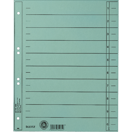 LEITZ Intercalaires, format A4 extra large,en carton manille