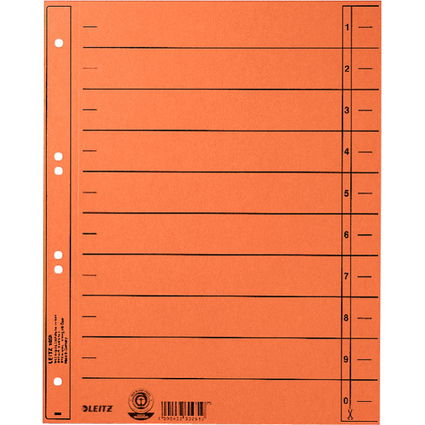 LEITZ Intercalaires, format A4 extra large,en carton manille