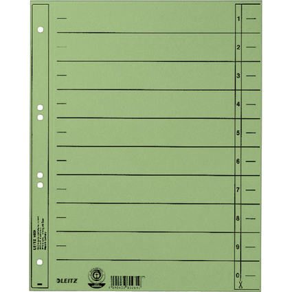 LEITZ Intercalaires, format A4 extra large,en carton manille