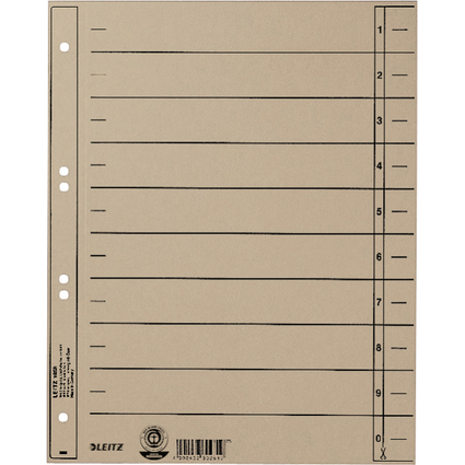 LEITZ Intercalaires, format A4 extra large,en carton manille