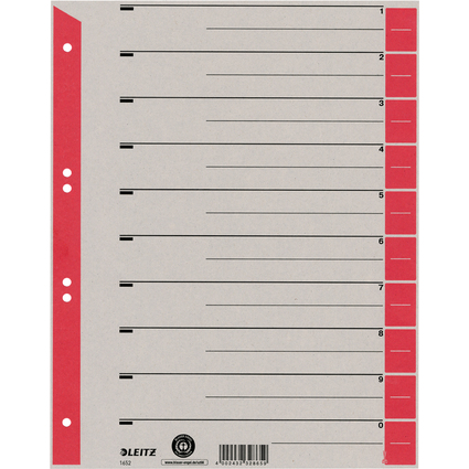 LEITZ Intercalaires, format A4 extra large, en carton solide
