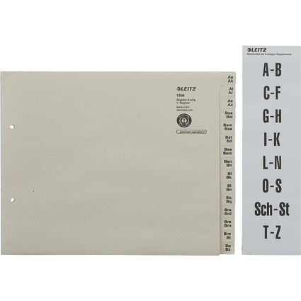 LEITZ Tauenpapier-Register, A-Z, fr 8 Ordner, grau