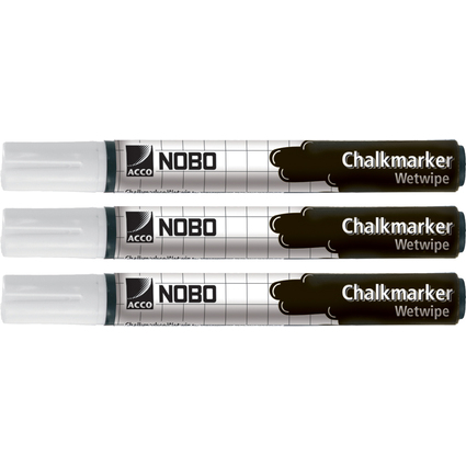 nobo Marqueur craie, nettoyage humidifi, blanc
