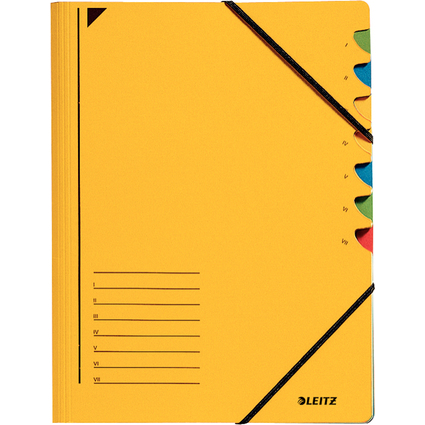 LEITZ Chemise trieur, A4, carton, 7 compartiments, jaune