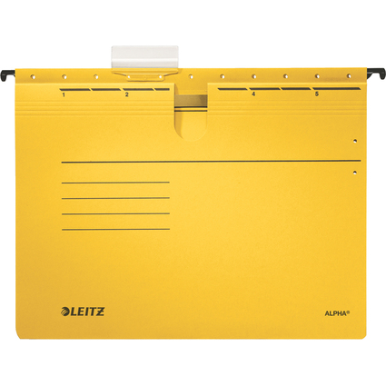 LEITZ Dossiers suspendus ALPHA, format A4, jaune, reliure,