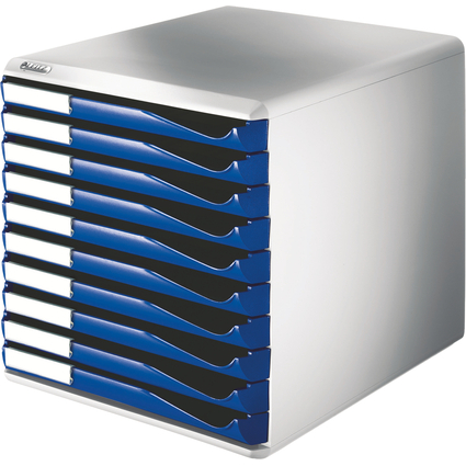LEITZ Module de classement formulaires,10 tiroirs,gris/bleu