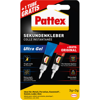 Pattex Colle instantane Ultra Gel + liquide 3 g GRATUITS