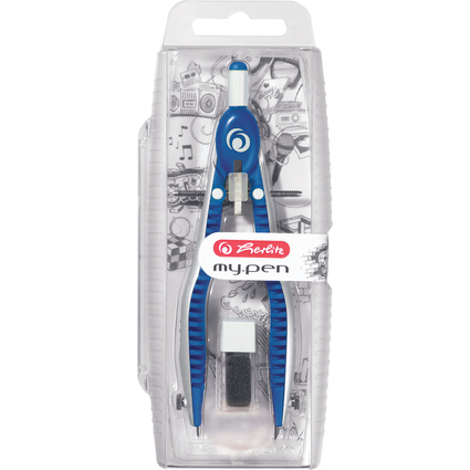 herlitz Compas  rglage rapide my.pen, bleu/blanc