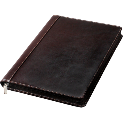 Alassio Confrencier "MONACO", A4, cuir, marron sombre