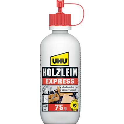 UHU Colle  bois Express D2, sans solvant, 75 g en flacon
