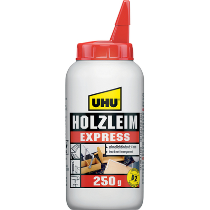 UHU Colle  bois Express D2, sans solvant, 250 g en flacon