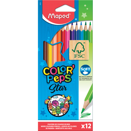 Maped Crayon de couleur COLOR'PEPS Star, tui carton de 12