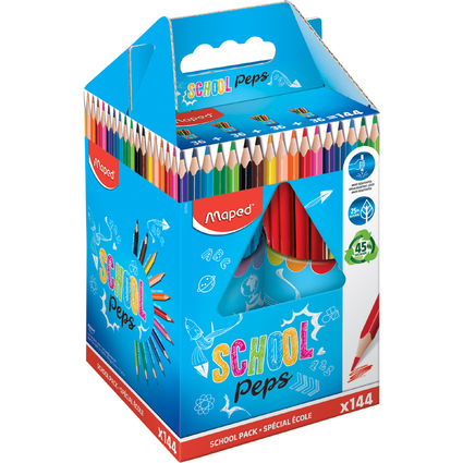 Maped Crayons de couleur COLOR'PEPS, pack scolaire de 144
