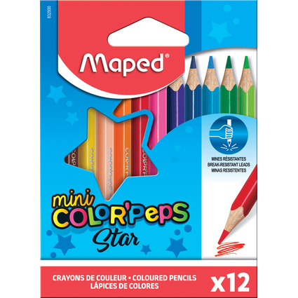Maped Crayons de couleur COLOR'PEPS Mini, tui carton de 12