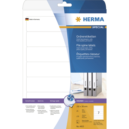 HERMA Etiquette dos de classeur SPECIAL, 192 x 38 mm, blanc
