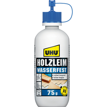 UHU colle  bois tanche D3, sans solvant, bouteille de 75 g