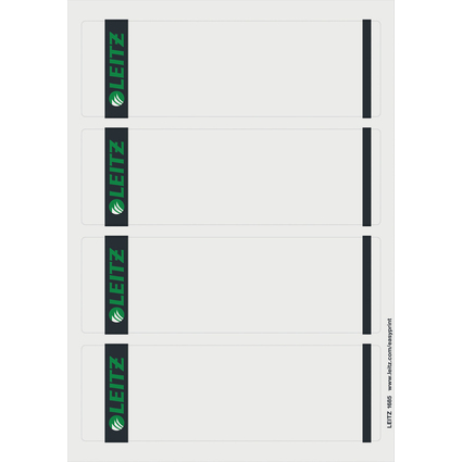 LEITZ Etiquette pour dos de classeur, 61 x 192 mm, gris