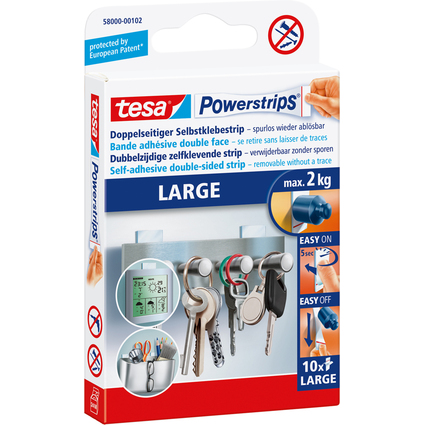 tesa Powerstrips LARGE, fixe des objets jusqu' 2,0 kg