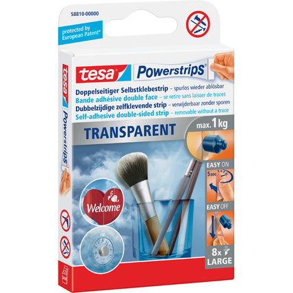 tesa Powerstrips TRANSPARENT, fixation: max. 1,0 kg