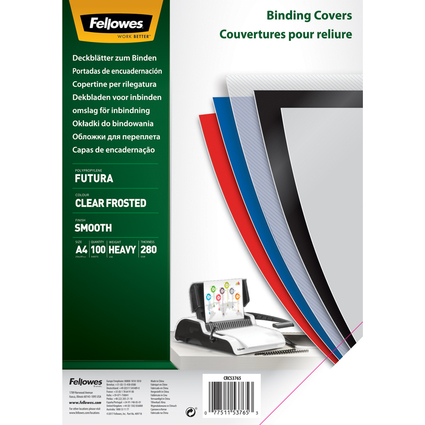 Fellowes couverture Futura A4, mat, en PP, transparent