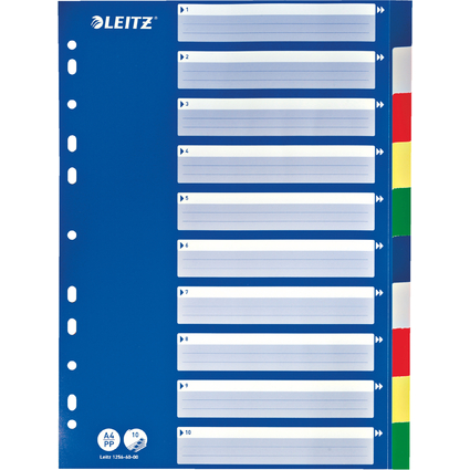 LEITZ Intercalaires en plastique, blanc, A4, 10 touches