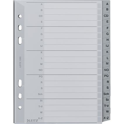 LEITZ Intercalaires en plastique, A-Z, A5, PP, 20 touches