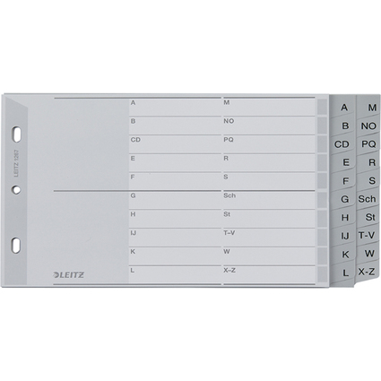 LEITZ Intercalaires en plastique, A-Z, A5 paysage, PP, gris