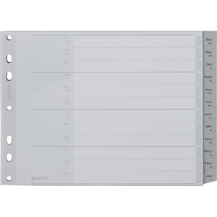 LEITZ Kunststoff-Register, Monate, A4 Überbreite, Dez.-Jan.