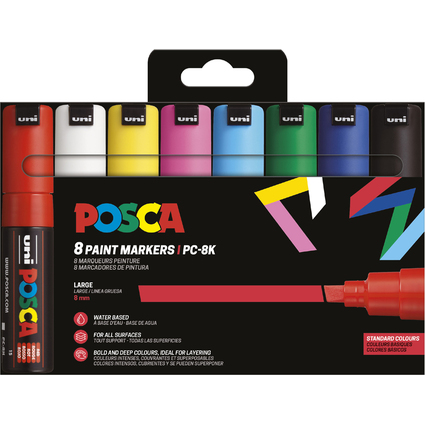 POSCA Marqueur  pigment PC8K, tui de 8, assorti