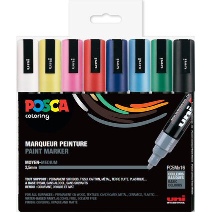 POSCA Marqueur  pigment PC-5M, tui de 16